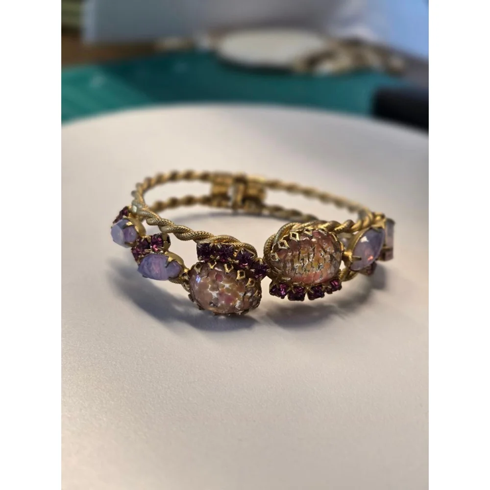 Vintage Women's Unbranded Bracelet, One Size, Gold, Pink and Purple